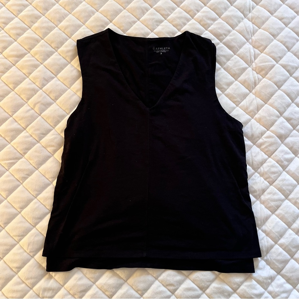 Athleta black v neck tank top shirt women’s size small